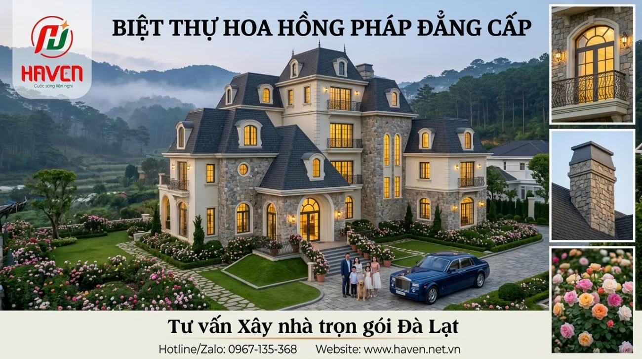 Biệt thự hoa hồng Pháp đẳng cấp, tinh hoa Đà Lạt