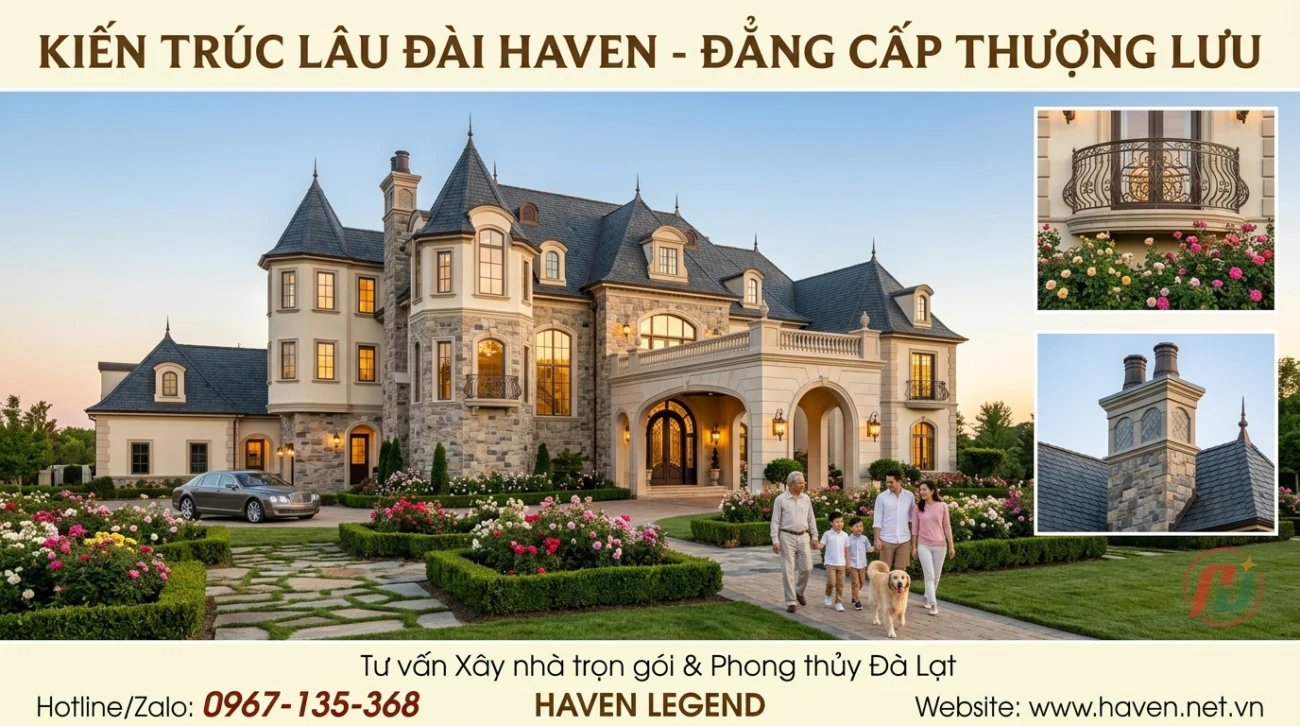 Kiến trúc lâu đài đẳng cấp thượng lưu và nghệ thuật phong thủy Đà Lạt